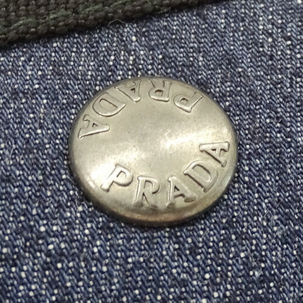 Prada PRADA Bag Women's Tote Shoulder 2way Denim Leather Navy Black 1BG244 - Picture 11 of 13